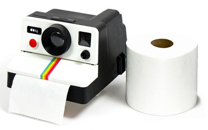 Portarollo de baño con forma de cámara Polaroid