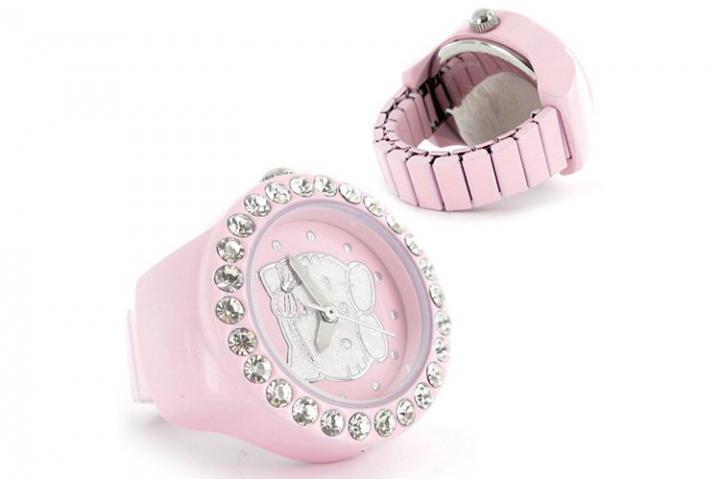 Anillo reloj Hello Kitty de color rosa