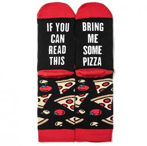Calcetines con mensaje y diseño de pizza