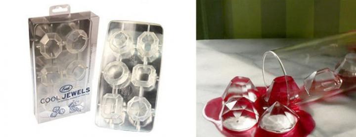 Cubitos de hielo con forma de joyas
