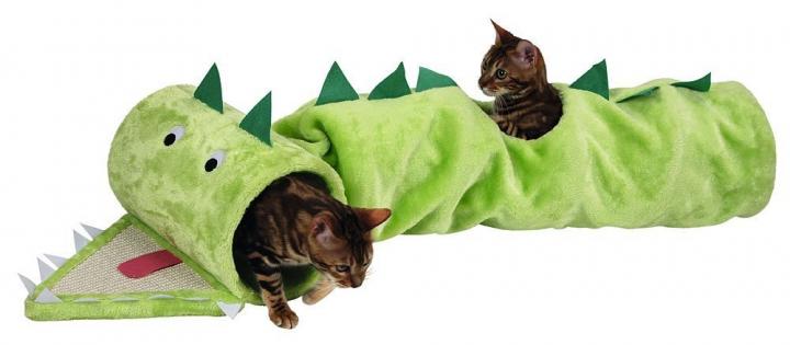 Túnel para gatos con forma de cocodrilo